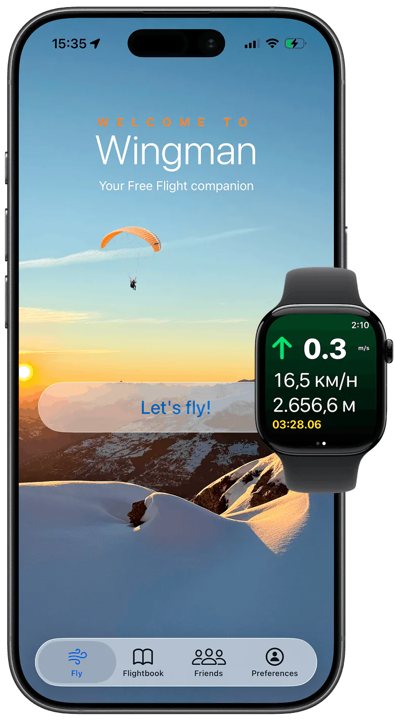 Wingman home screen on iOS