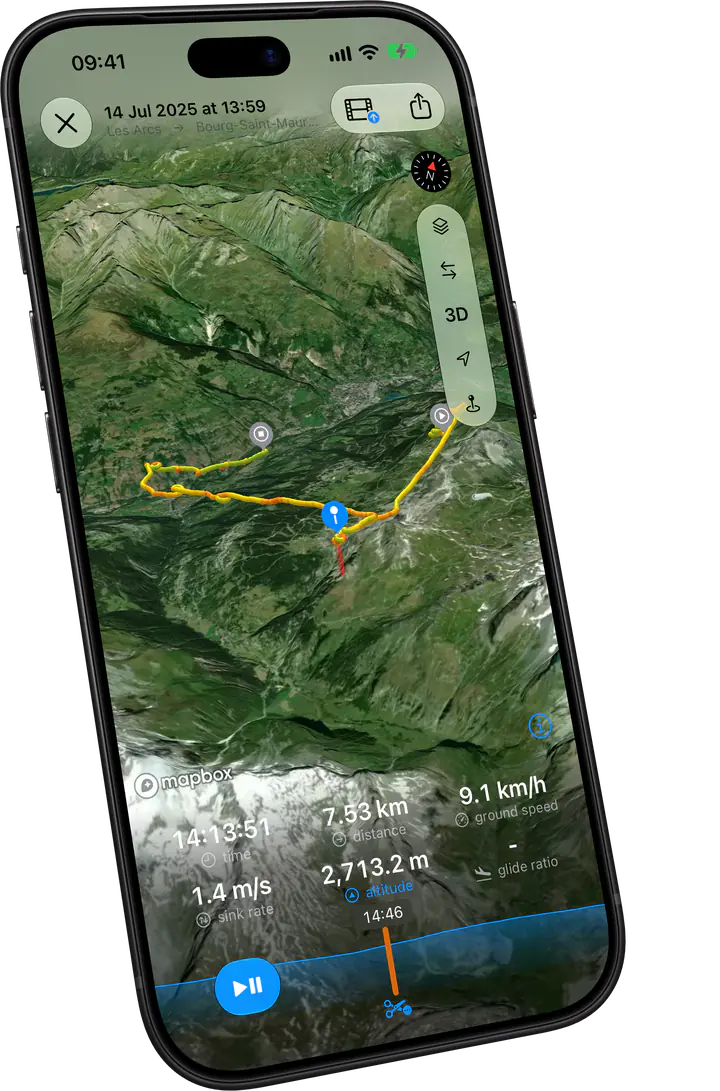 Wingman 3D flight replay on iPhone